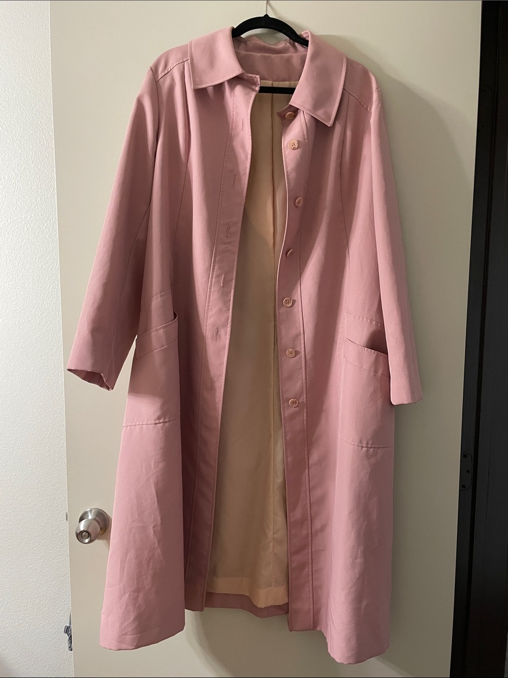 Vintage Betty Rose Dusty Pink Single-Breasted Trench Coat Size L